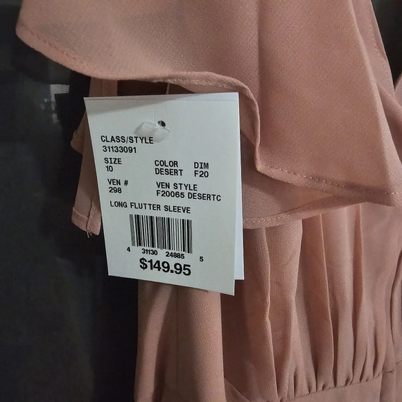 DAVIDS BRIDAL | NWT Chiffon flutter sleeve Desert Coral F20065 size 10 - Picture 2 of 9